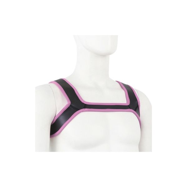 KinkHarness Double Shoulder Wide Straps Harness Belt schwarz-rosa