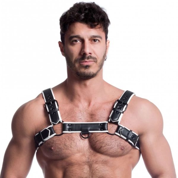 665 Vegan Bulldog Harness Black / White XXL