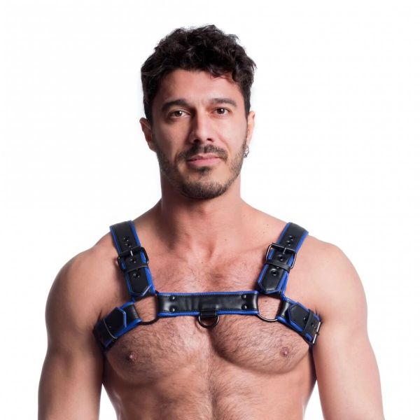 665 Vegan Bulldog Harness Black / Blue S-M