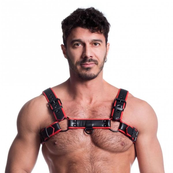 665 Vegan Bulldog Harness Black / Red L-XL