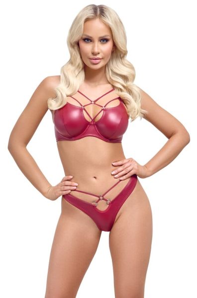 Cottelli Collection BH und Riostring Set Wetlook rot